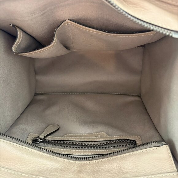 Celine Drummed Calfskin Micro Luggage Tote Dune Taupe Beige Authentic - Picture 15 of 16